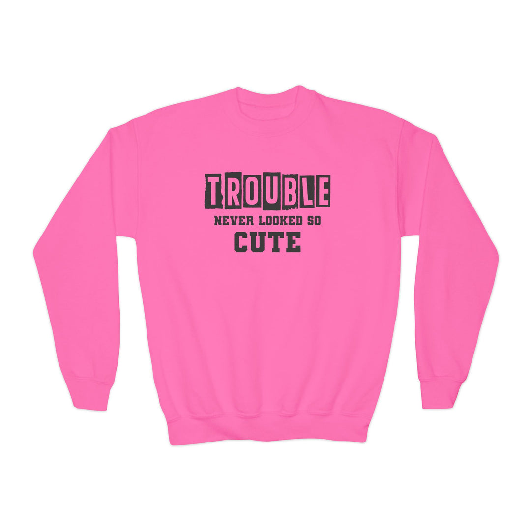 Trouble Never Looked So Cute - Youth Crewneck Sweatshirt