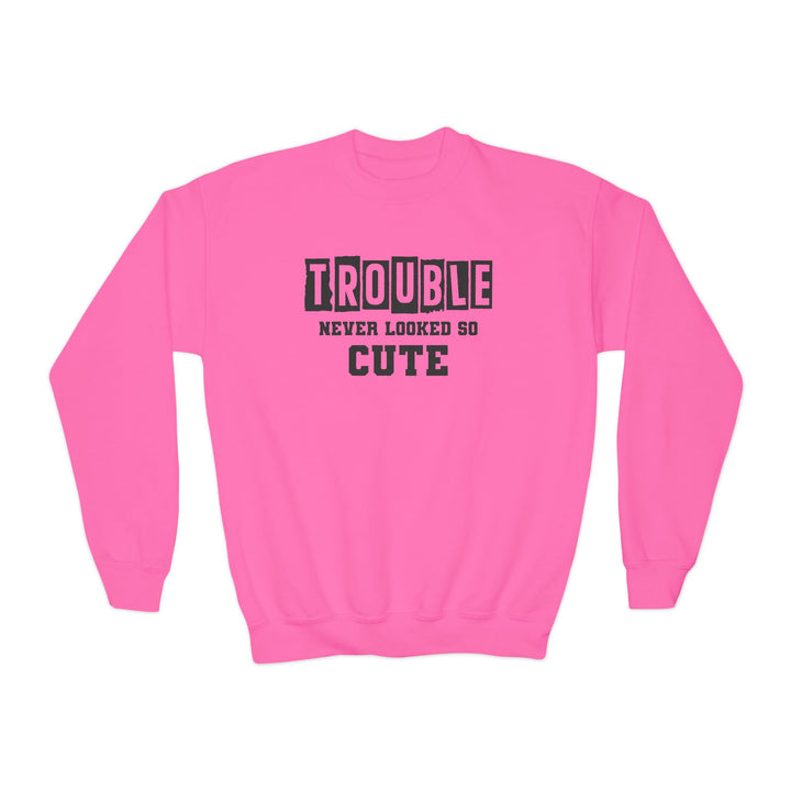 Trouble Never Looked So Cute - Youth Crewneck Sweatshirt