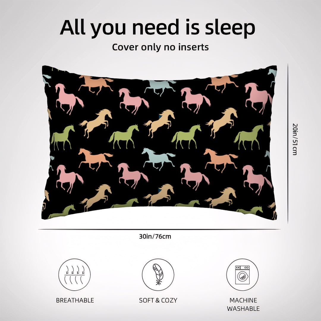 Horse Print -Satin Pillowcase with Hidden Zipper