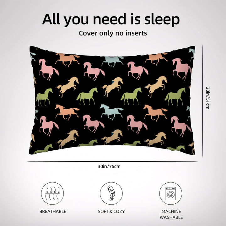 Horse Print -Satin Pillowcase with Hidden Zipper