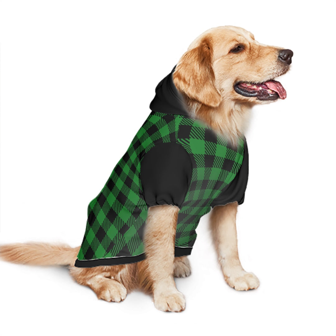 Green Plaid - Large Dog Hoodie Pet Clothes