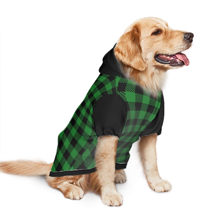 Green Plaid - Large Dog Hoodie Pet Clothes