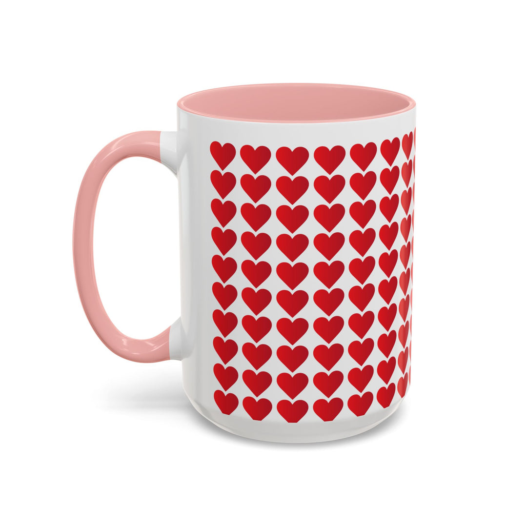 Red Valentine Hearts - Accent Coffee Mug (11, 15oz)