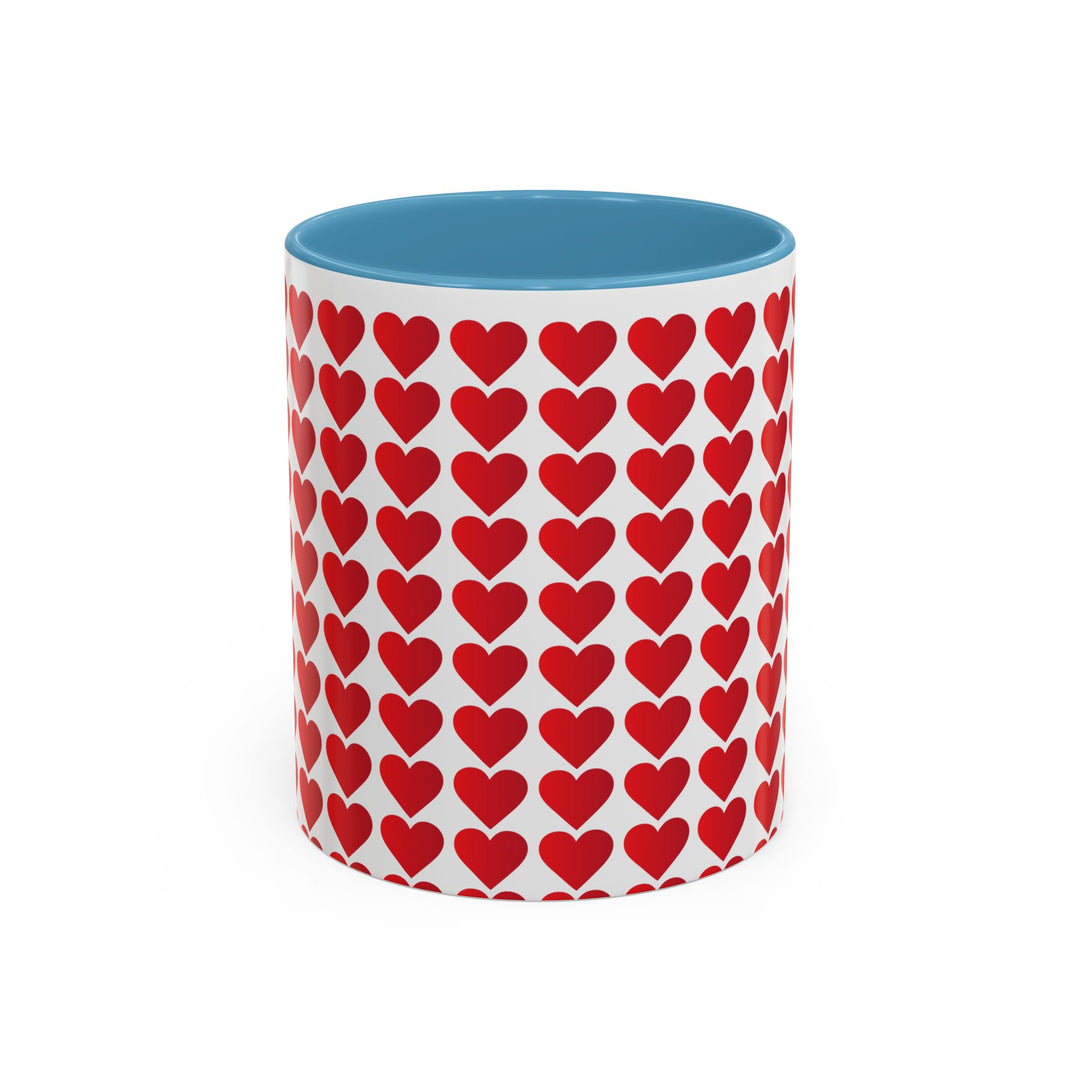 Red Valentine Hearts - Accent Coffee Mug (11, 15oz)