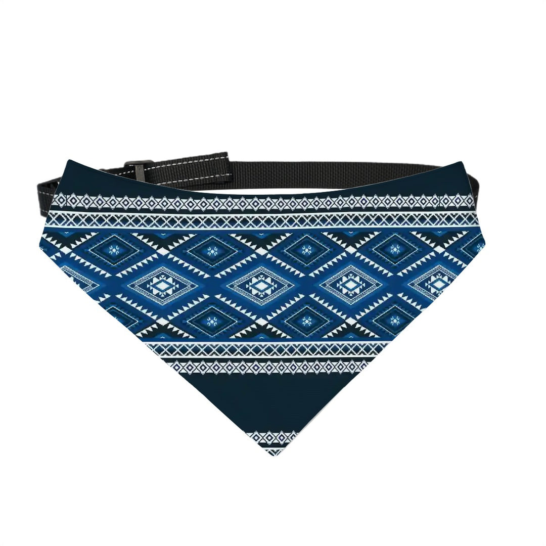 Geometric Blue Diamond - Dog Bandanas Double Sided with Buckle