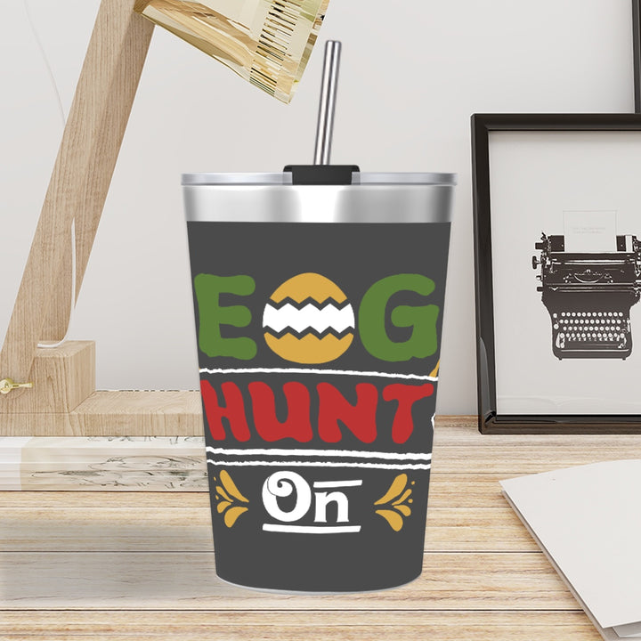 Egg Hunt - Stainless Steel Water Bottle With Straw (12oz)
