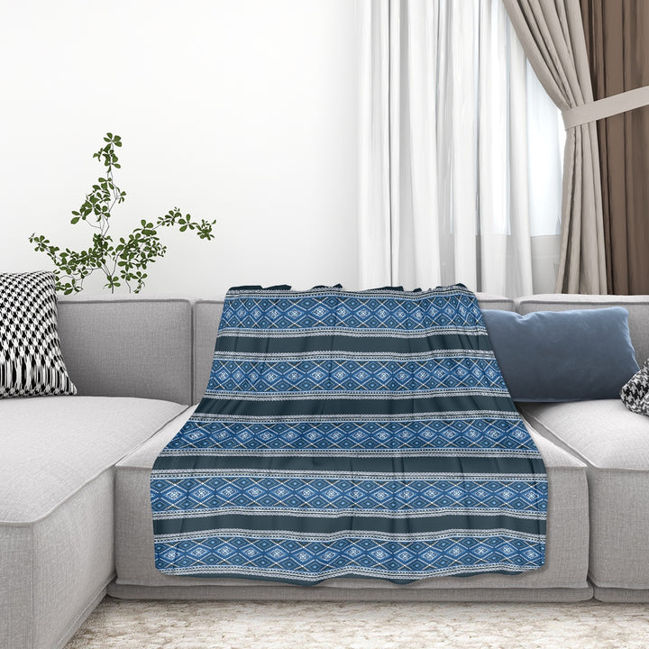 Geometric Blue Diamond - Sofa Blanket