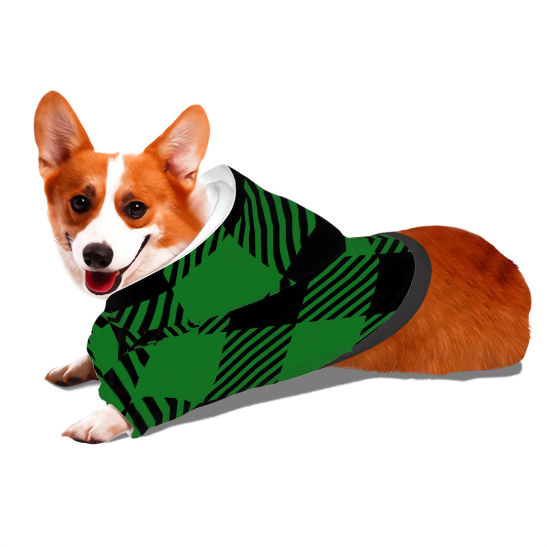 Green Plaid - Small Dog Hoodie Pet Clothes