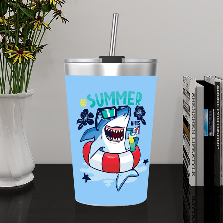 Shark Vibes - Stainless Steel Water Bottle With Straw