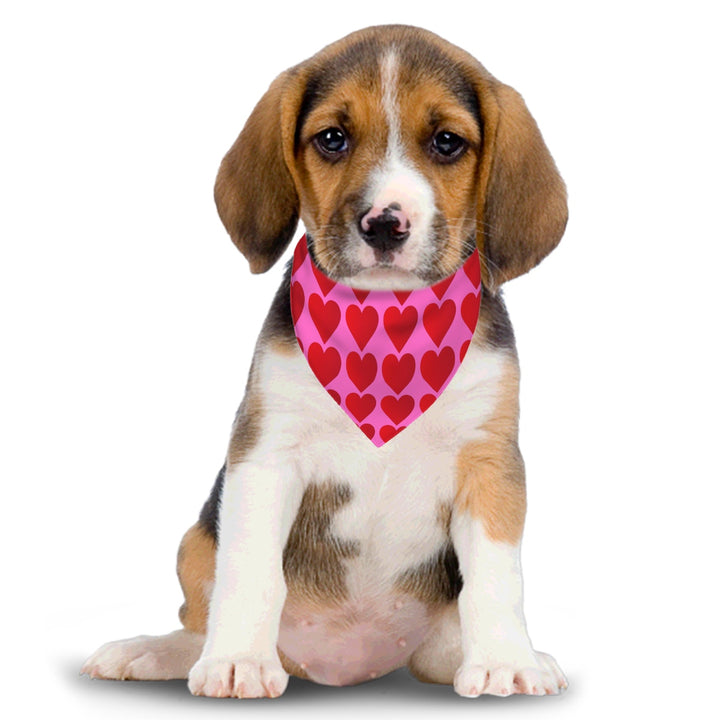 Red Valentine Hearts - Dog Bandanas Double Sided with Buckle