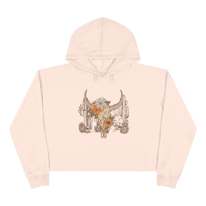 Flowery Leopard Skull - Crop Hoodie