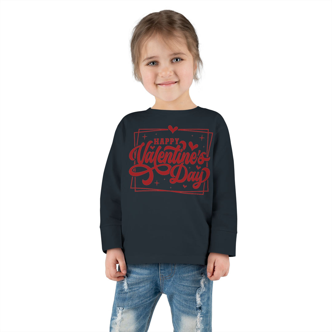 Happy Valentine's Day W/Hearts - Toddler Long Sleeve Tee