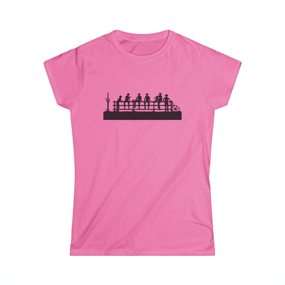 Cowboys On Fence Silhouette - Women's Softstyle Tee