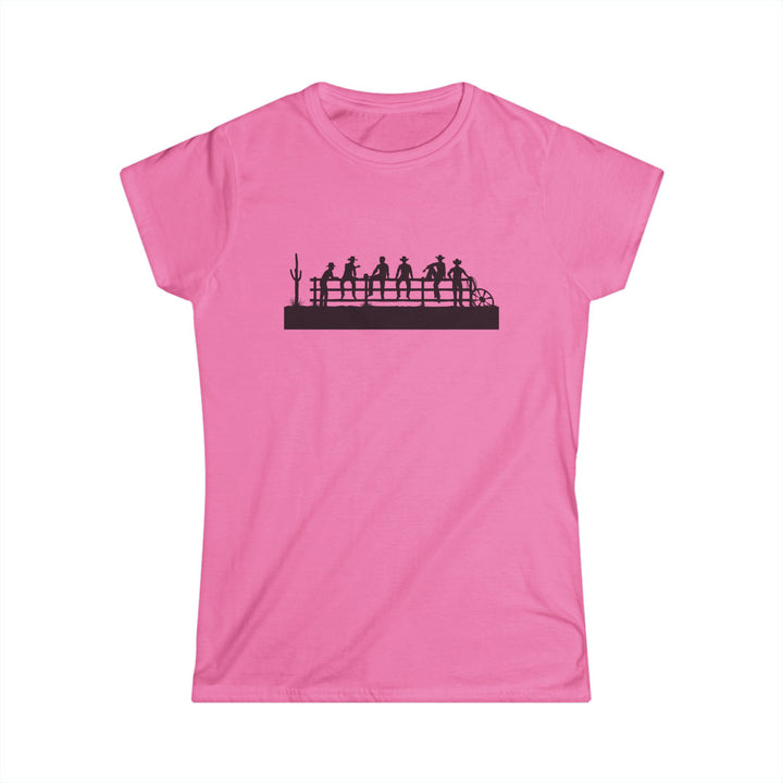 Cowboys On Fence Silhouette - Women's Softstyle Tee
