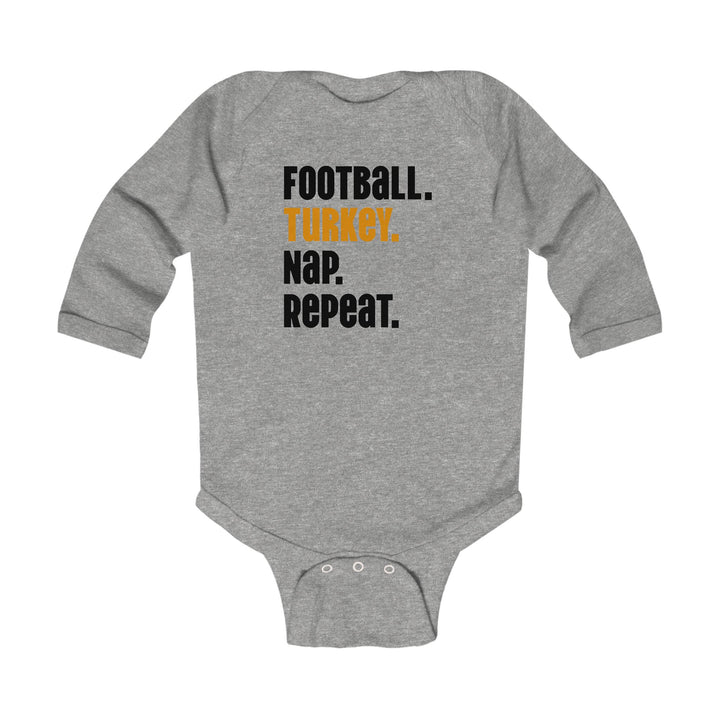 Football Turkey Nap Repeat - Infant Long Sleeve Bodysuit
