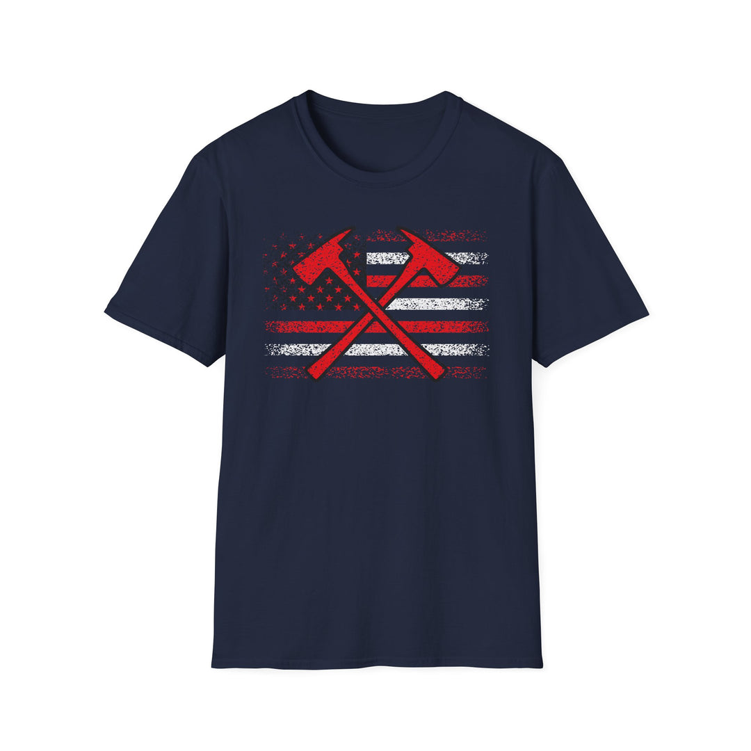 Firefighter American Flag - Unisex Softstyle T-Shirt