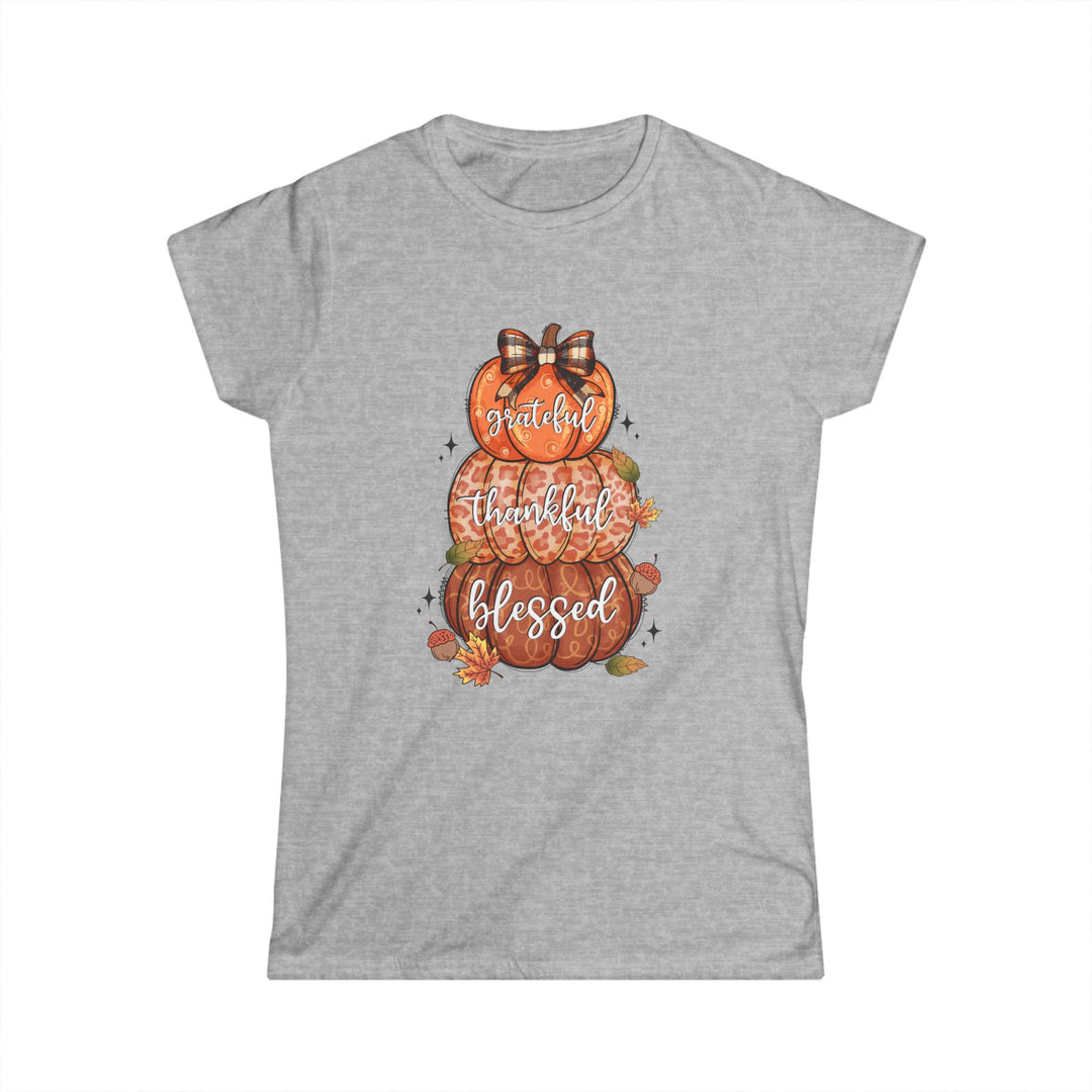 Grateful Thankful Blessed Pumpkins - Women's Softstyle Tee