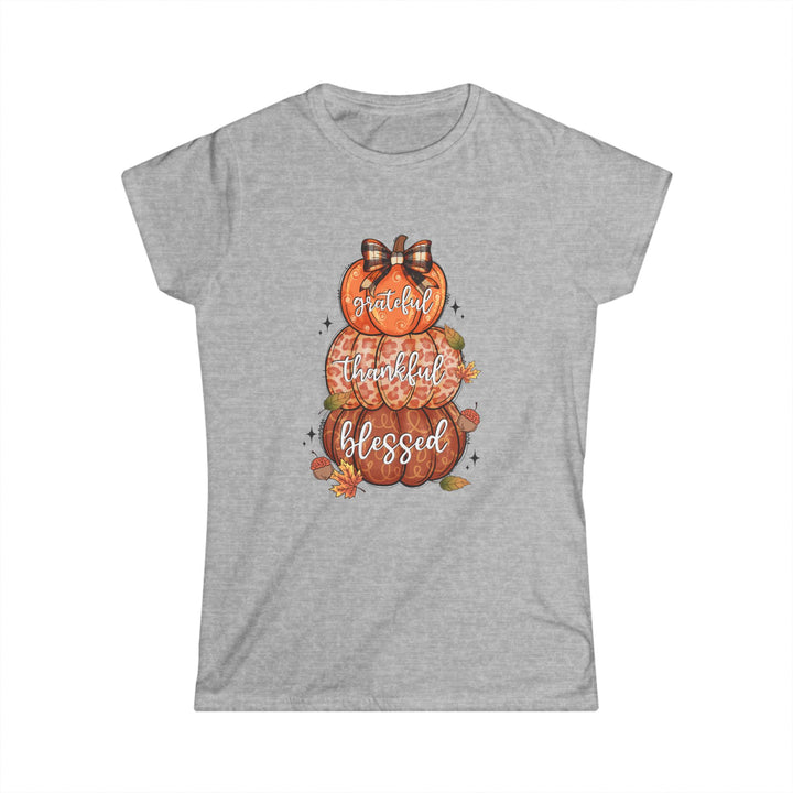 Grateful Thankful Blessed Pumpkins - Women's Softstyle Tee