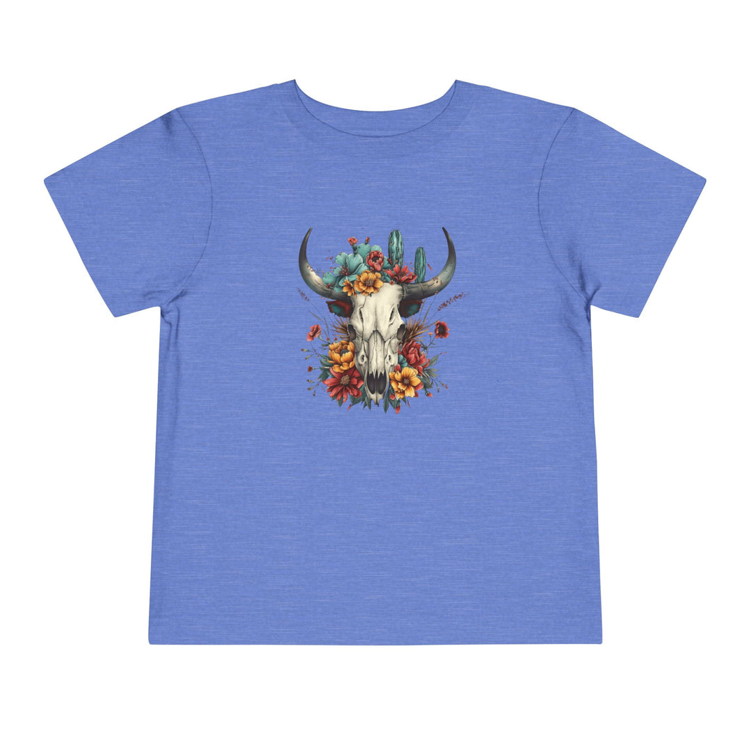 Bright And Flowery Skull - Toddler Short Sleeve Tee