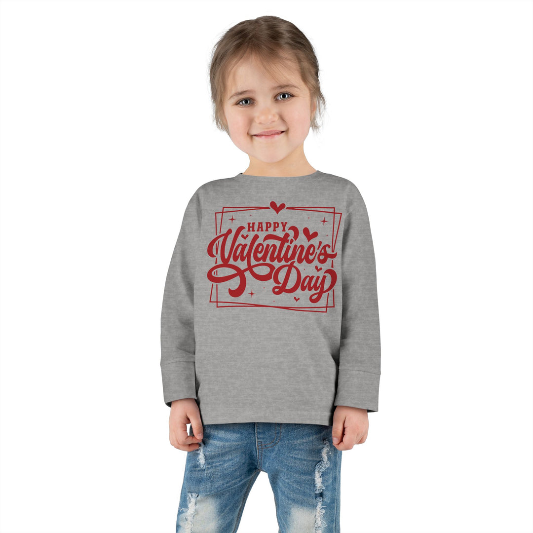Happy Valentine's Day W/Hearts - Toddler Long Sleeve Tee