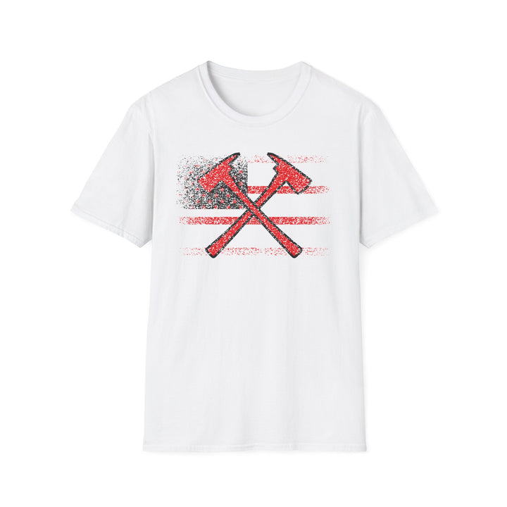 Firefighter American Flag - Unisex Softstyle T-Shirt
