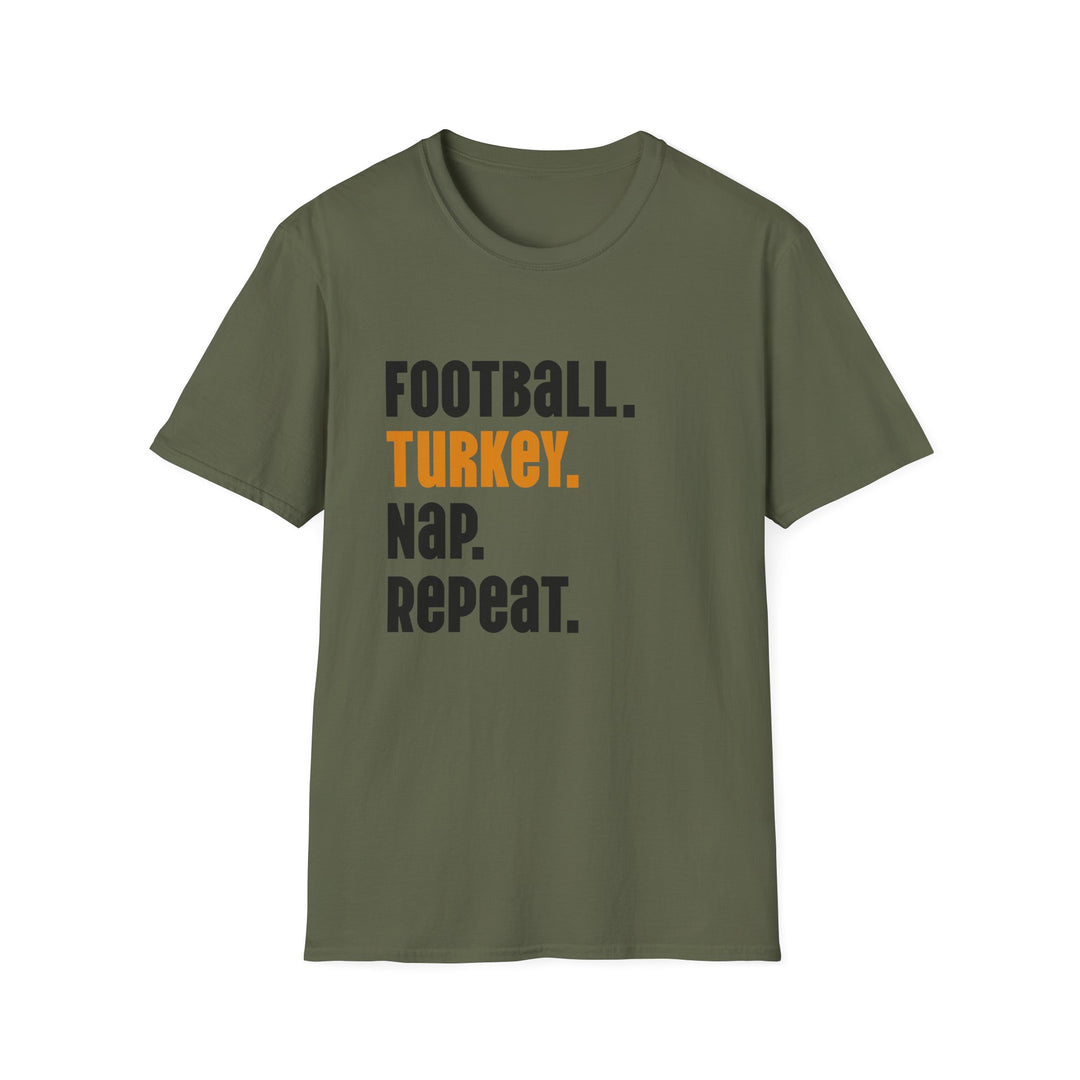Football Turkey Nap Repeat - Unisex Softstyle T-Shirt