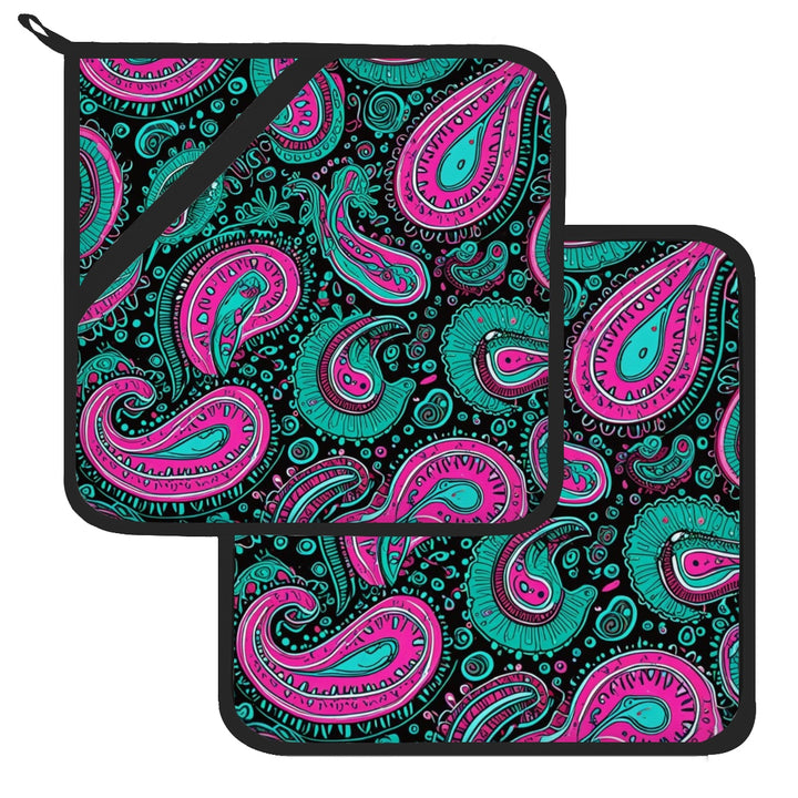 Pink And Teal Paisley - Pot Holders Set of 2