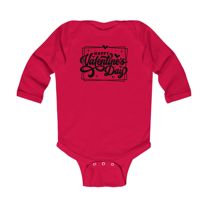 Happy Valentine's Day W/Hearts - Infant Long Sleeve Bodysuit