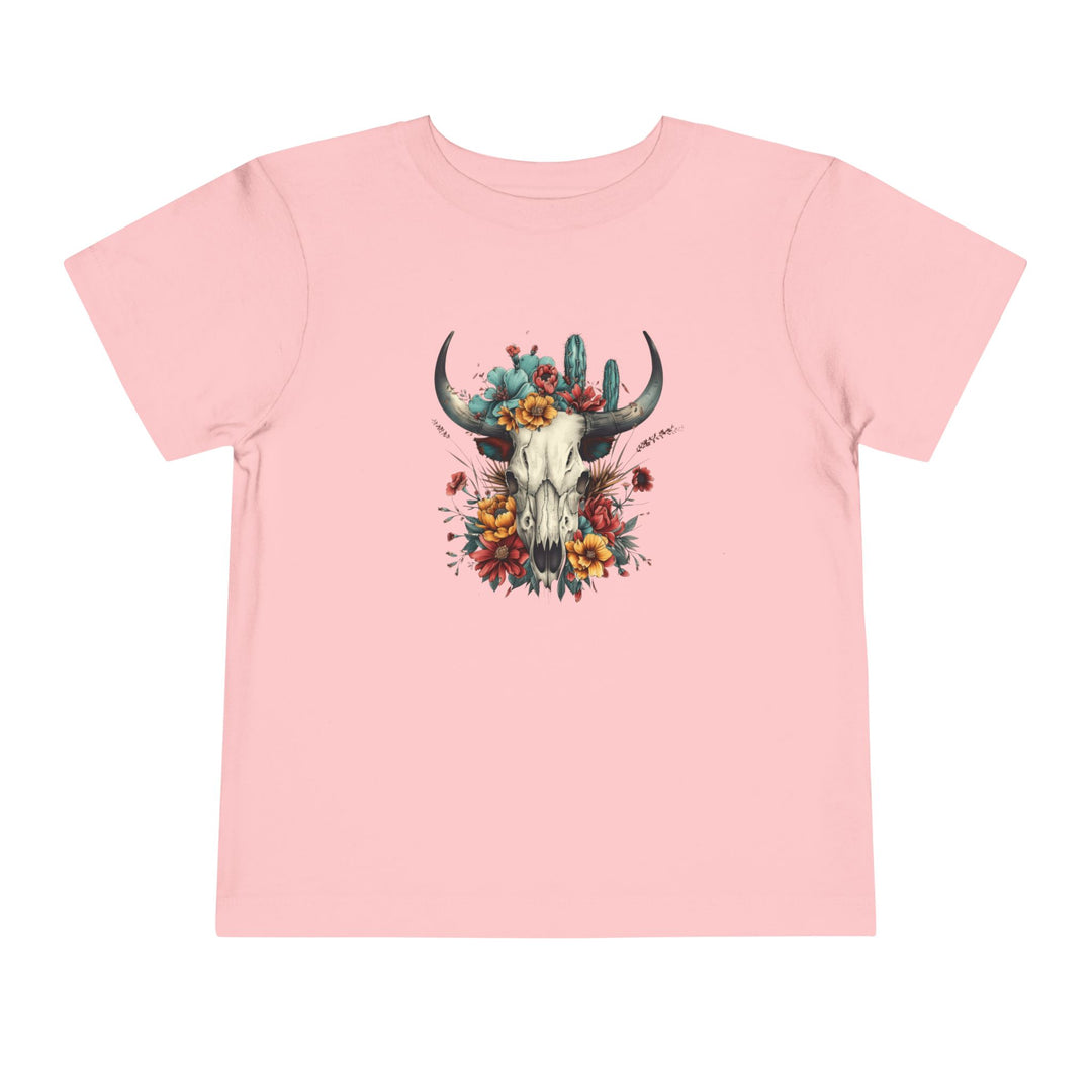Bright And Flowery Skull - Toddler Short Sleeve Tee