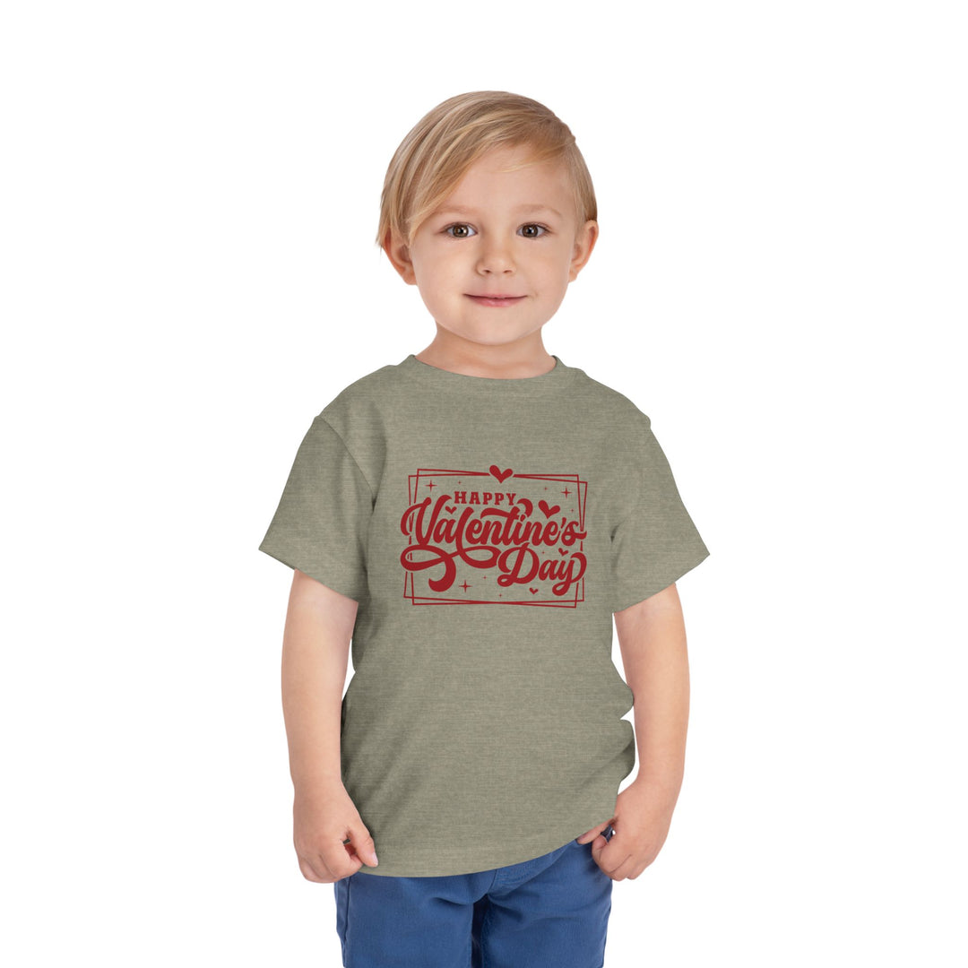 Happy Valentine's Day W/Hearts - Toddler Short Sleeve Tee
