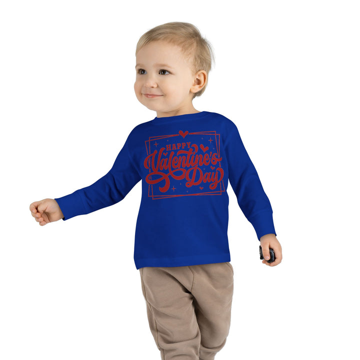 Happy Valentine's Day W/Hearts - Toddler Long Sleeve Tee