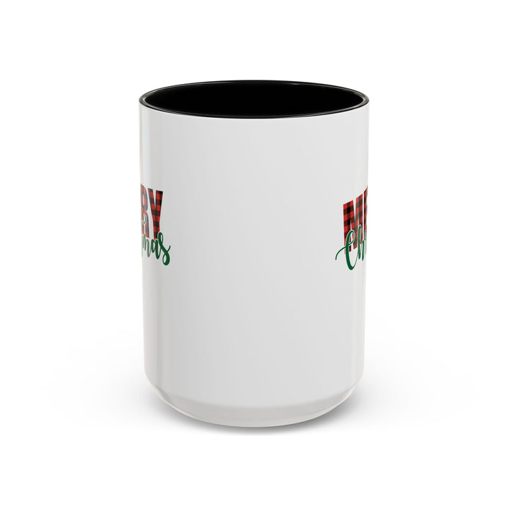 Merry Christmas Buffalo Plaid - Accent Coffee Mug (11, 15oz)