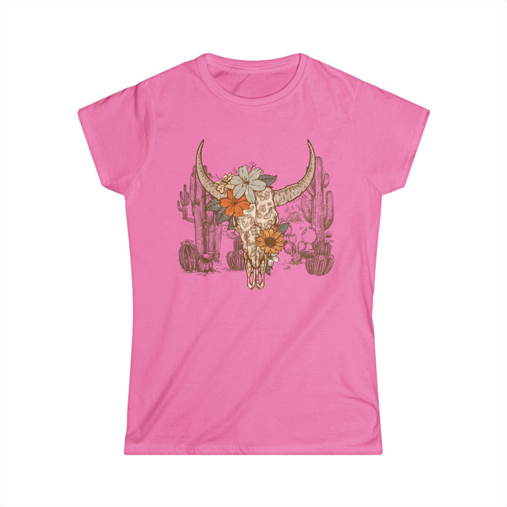 Flowery Leopard Skull - Women's Softstyle Tee