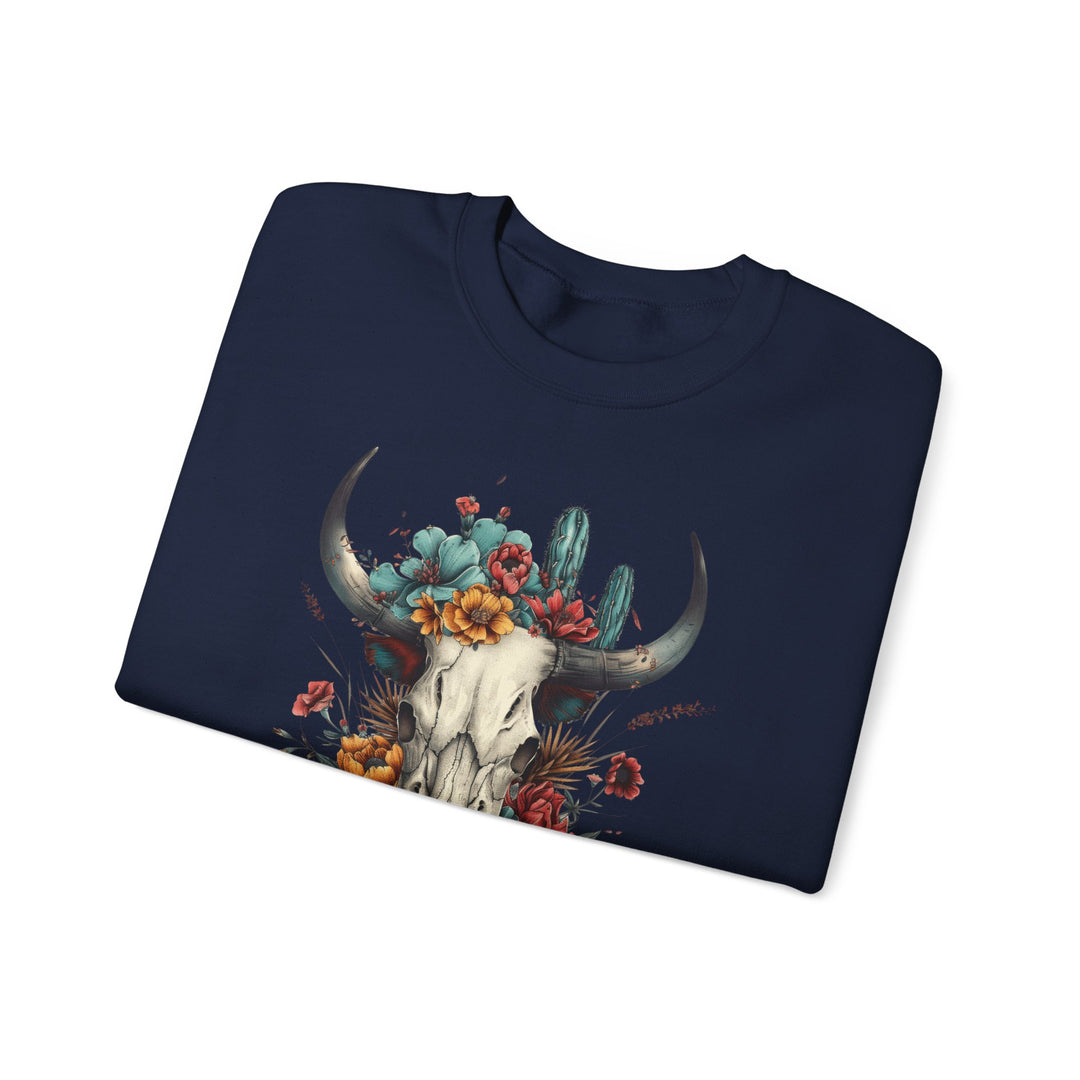 Bright And Flowery Skull - Unisex Heavy Blend™ Crewneck Sweatshirt