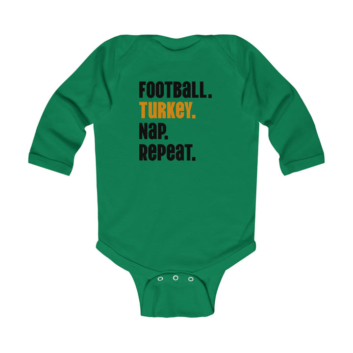 Football Turkey Nap Repeat - Infant Long Sleeve Bodysuit