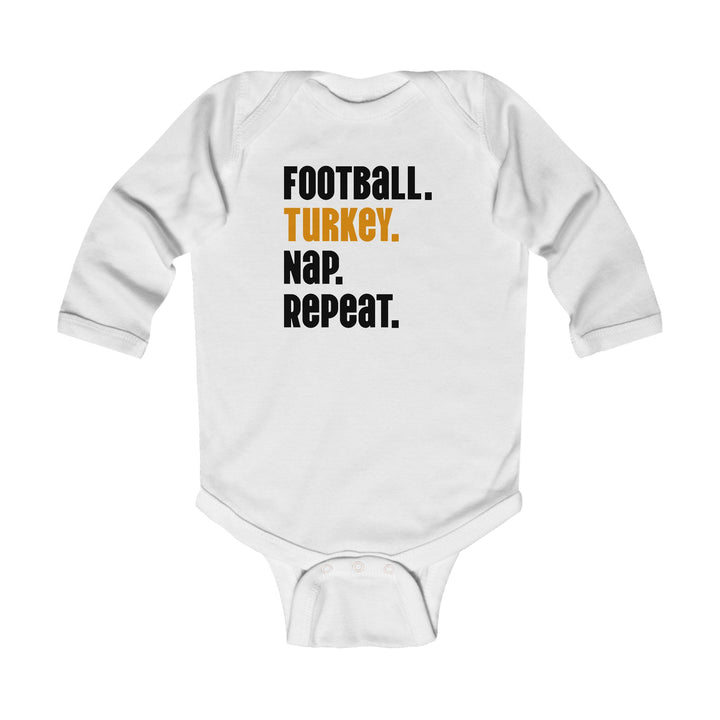 Football Turkey Nap Repeat - Infant Long Sleeve Bodysuit