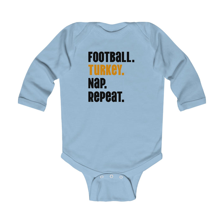 Football Turkey Nap Repeat - Infant Long Sleeve Bodysuit