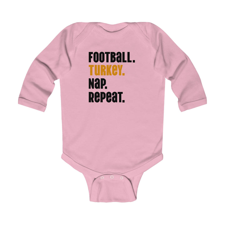 Football Turkey Nap Repeat - Infant Long Sleeve Bodysuit