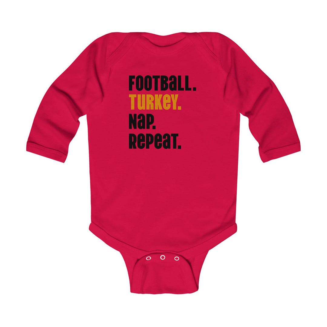 Football Turkey Nap Repeat - Infant Long Sleeve Bodysuit