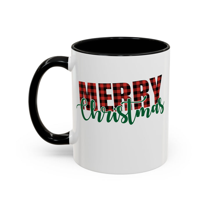 Merry Christmas Buffalo Plaid - Accent Coffee Mug (11, 15oz)