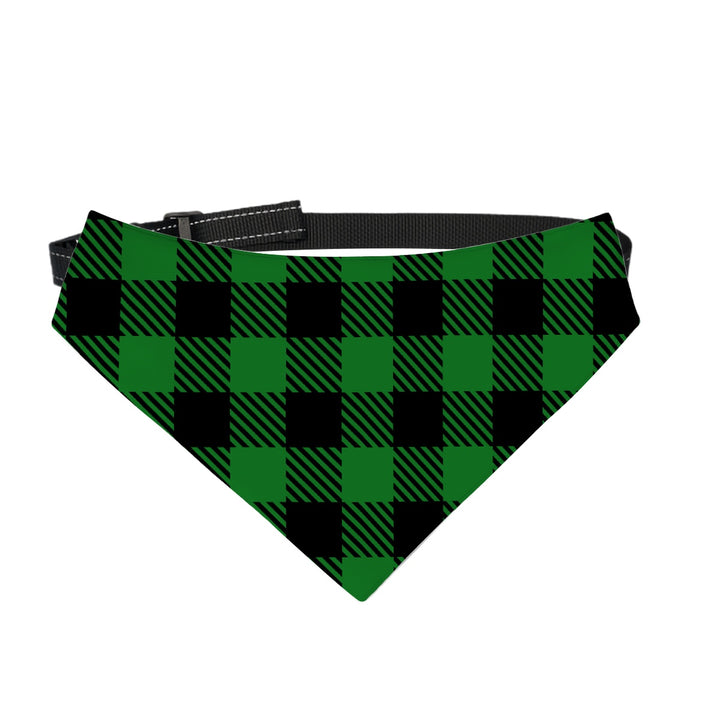 Green Plaid - Dog Bandanas Double Sided with Buckle