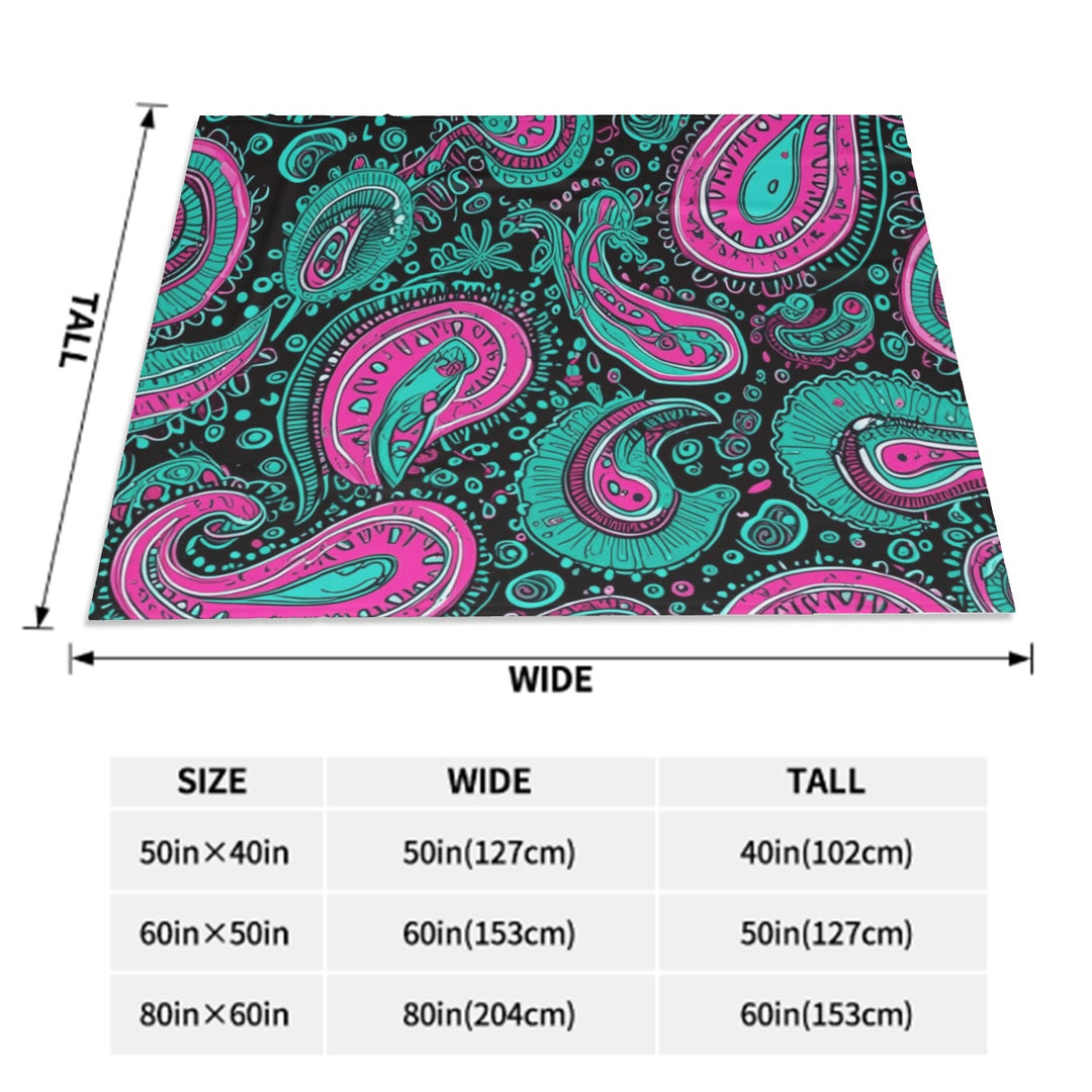 Pink And Teal Paisley - Sofa Blanket
