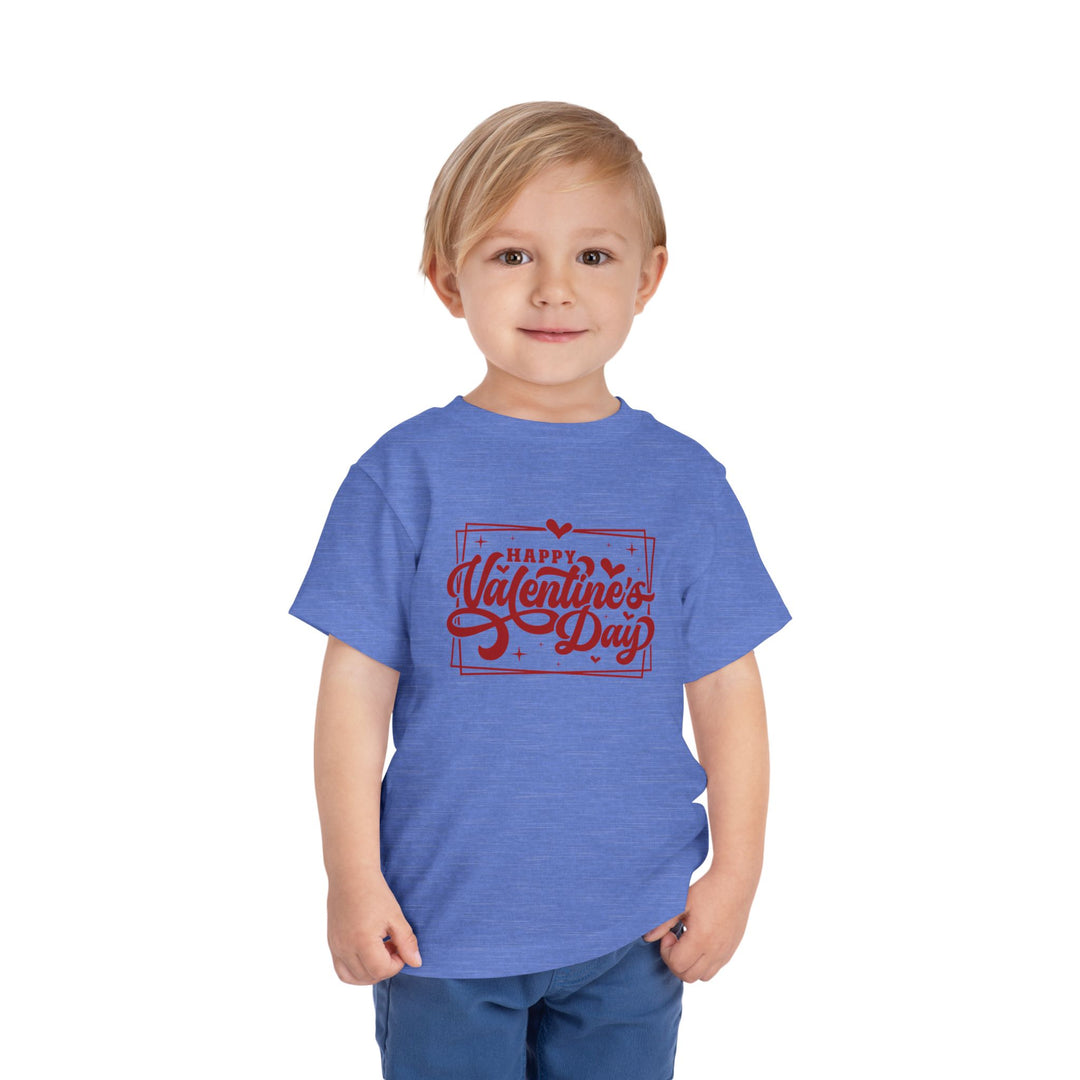 Happy Valentine's Day W/Hearts - Toddler Short Sleeve Tee