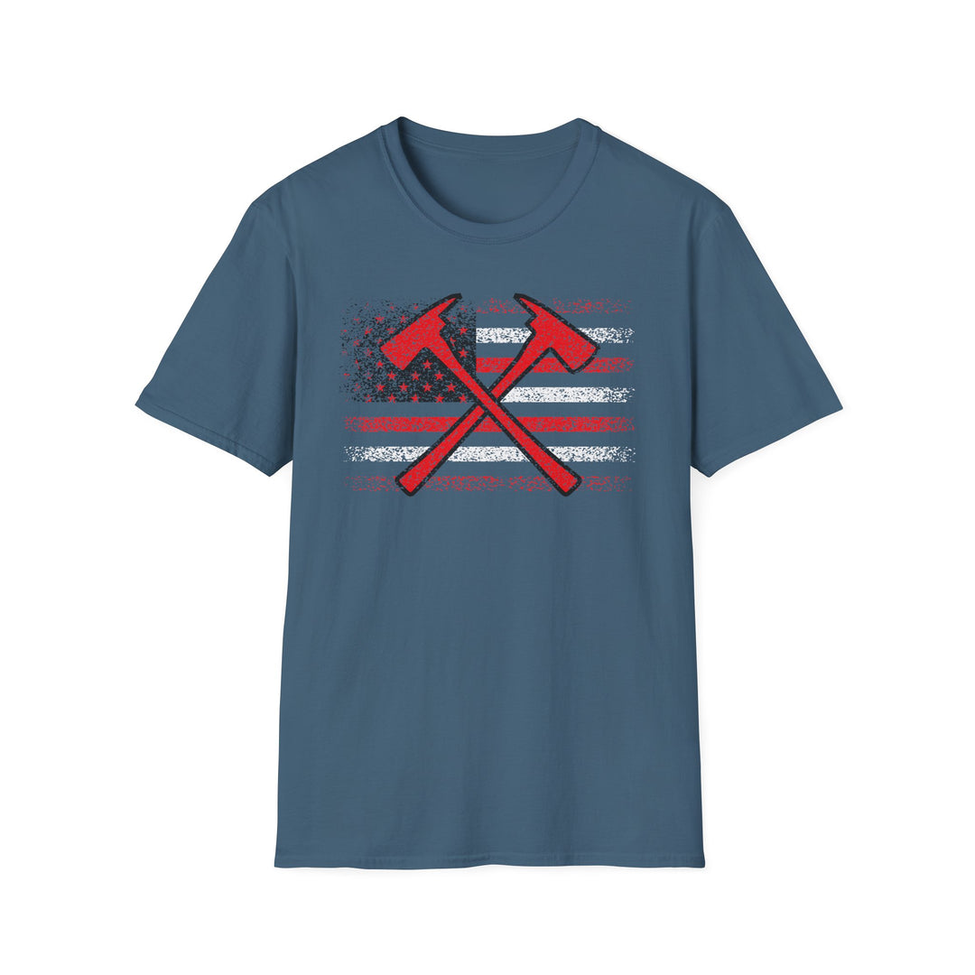 Firefighter American Flag - Unisex Softstyle T-Shirt