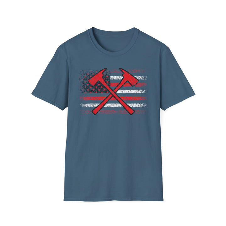 Firefighter American Flag - Unisex Softstyle T-Shirt