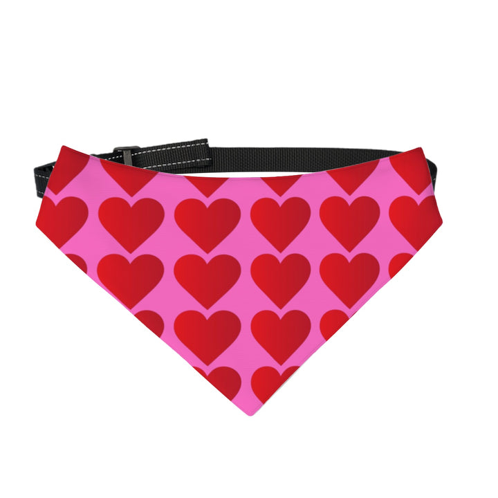 Red Valentine Hearts - Dog Bandanas Double Sided with Buckle