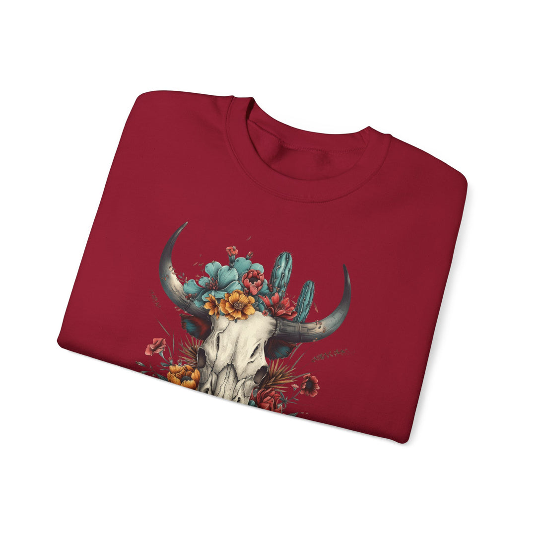 Bright And Flowery Skull - Unisex Heavy Blend™ Crewneck Sweatshirt