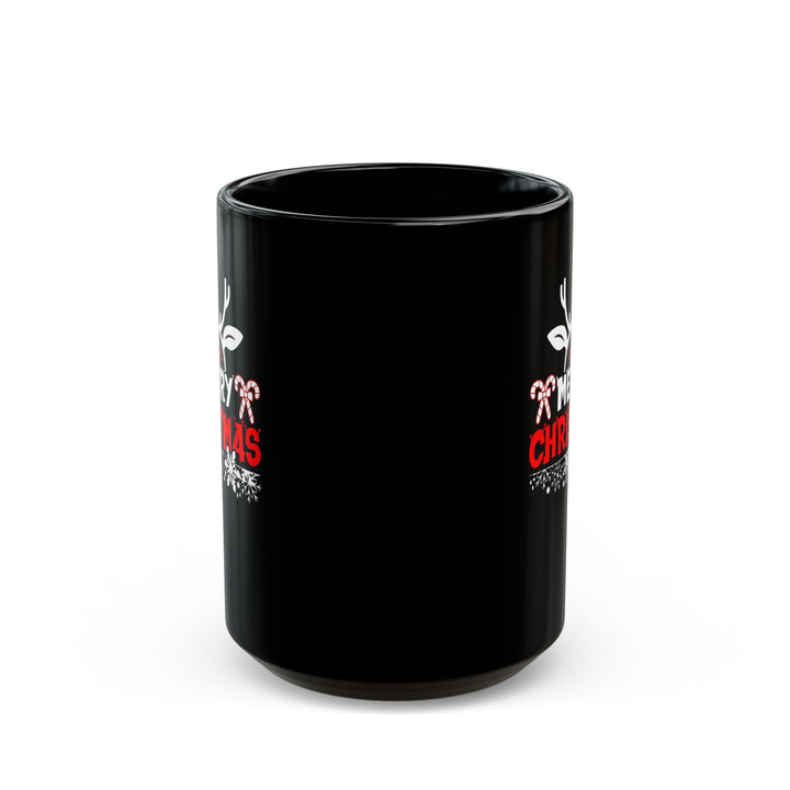 Merry Christmas Antlers - Black Mug (11oz, 15oz)