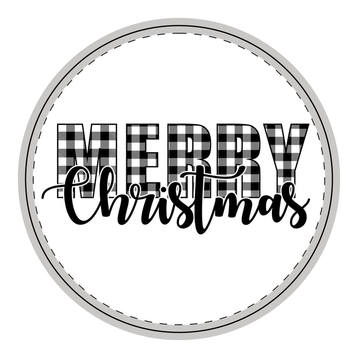 Merry Christmas Buffalo Plaid - Wooden Hanging Sign