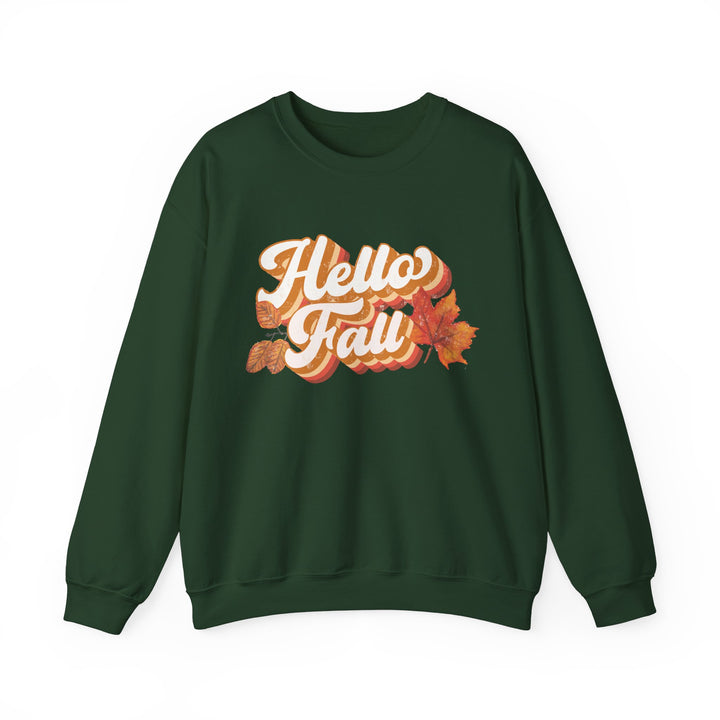 Retro Hello Fall - Unisex Heavy Blend™ Crewneck Sweatshirt